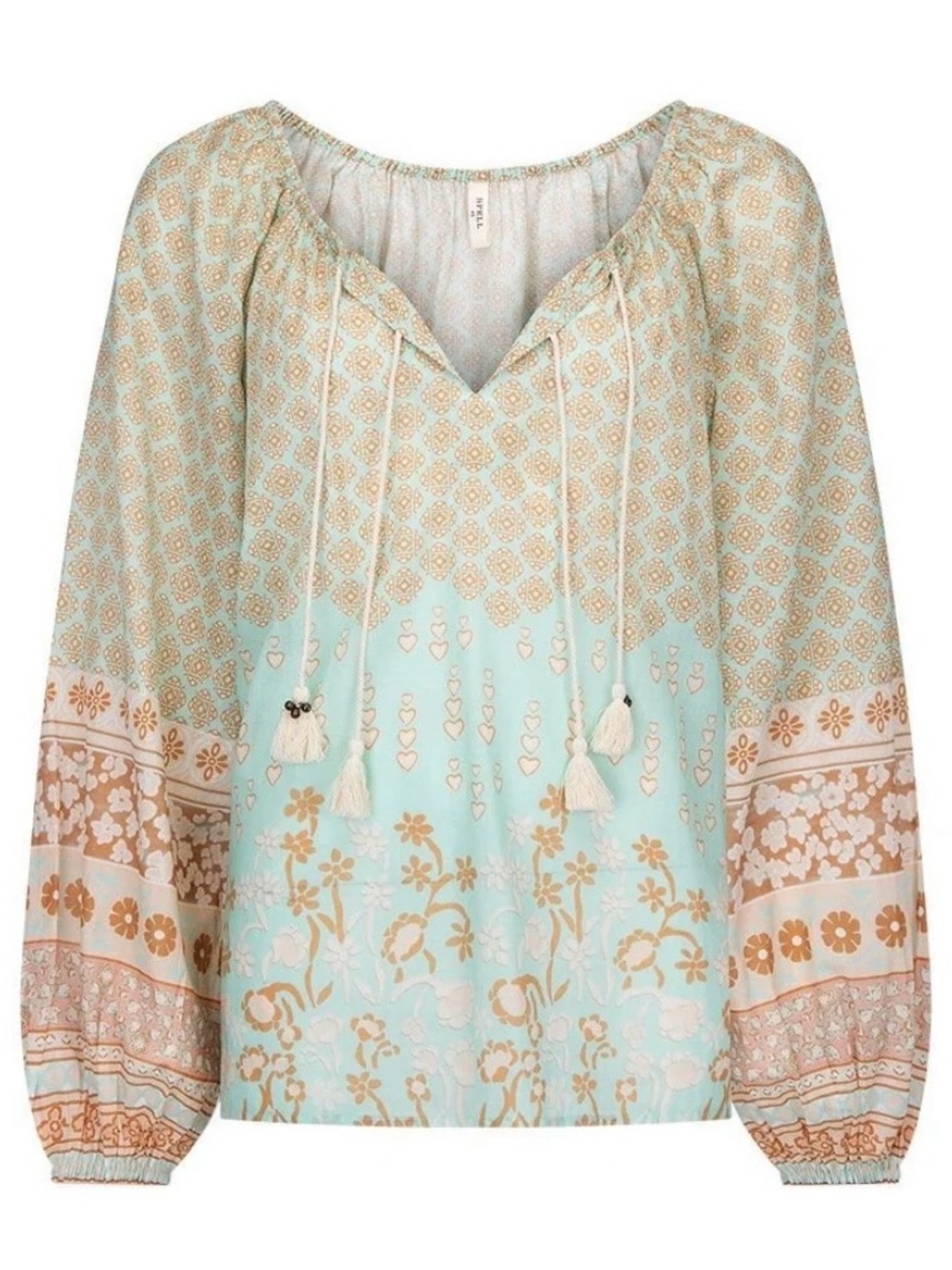Spell Sweet Nothings Boho Tie-Front Peasant Blouse Top NWT - Picture 2 of 14
